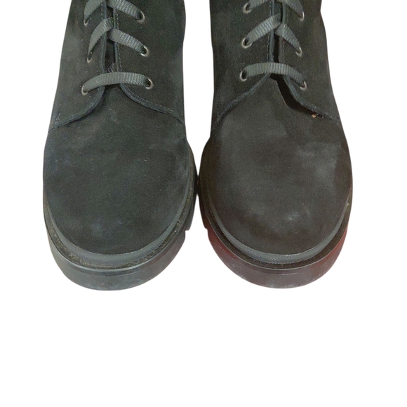 La Canadienne Suttan Black Suede Combat Boot Women's Black Waterproof Bootie 10 - Picture 4 of 11